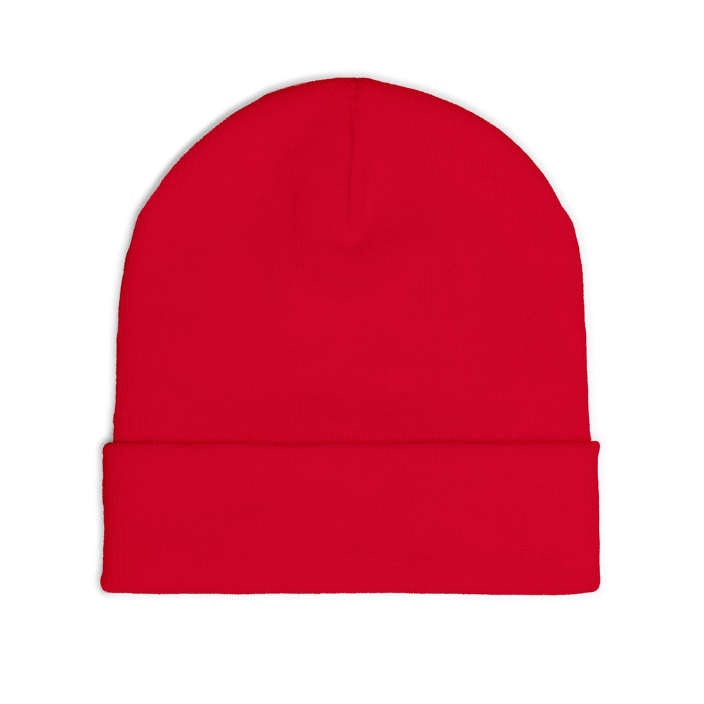 Pokegama Lake - Embroidered Runner Logo Knit Beanie (Light Logo, for Dark Colors) — Lightweight Winter Hat for Runners & Outdoor Fitness