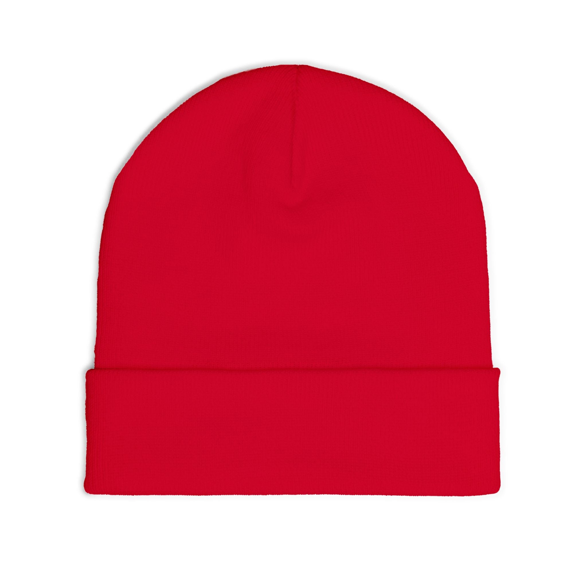 Pokegama Lake - Embroidered Runner Logo Knit Beanie (Light Logo, for Dark Colors) — Lightweight Winter Hat for Runners & Outdoor Fitness