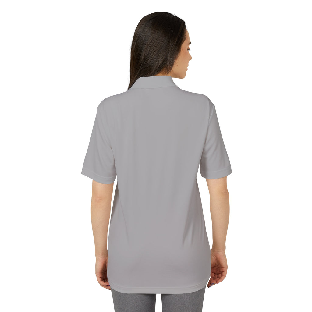Lake Travis - White Performance Polo — Minimalist Botanical Chest Logo