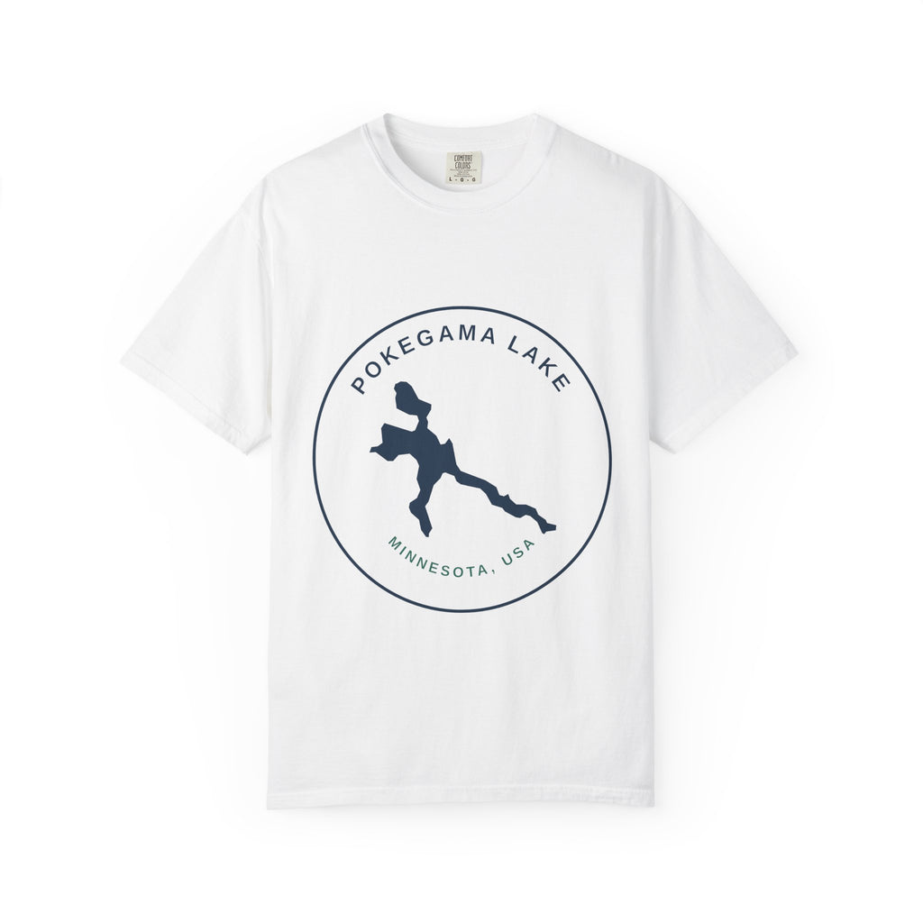 Pokegama Lake Minnesota T-Shirt — Lake Map Circle Graphic (Dark Logo, for Light Colors)
