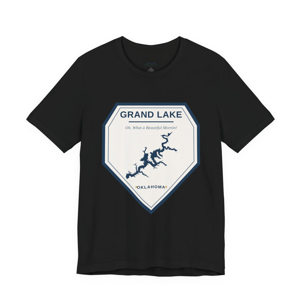 Grand Lake Oklahoma Tee — “Oh, What a Beautiful Morning!” Lake Map T-Shirt