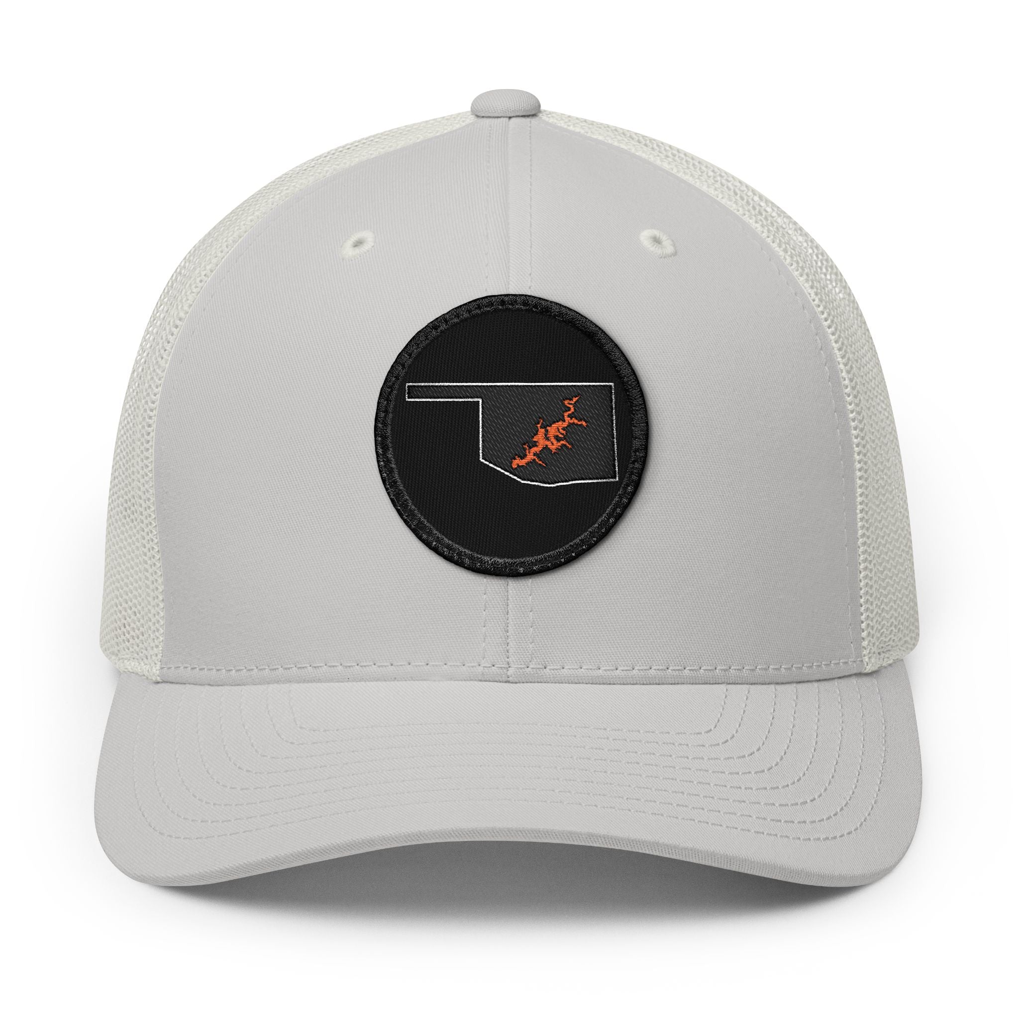 Grand Lake Embroidered Patch Trucker Cap - Orange and Black