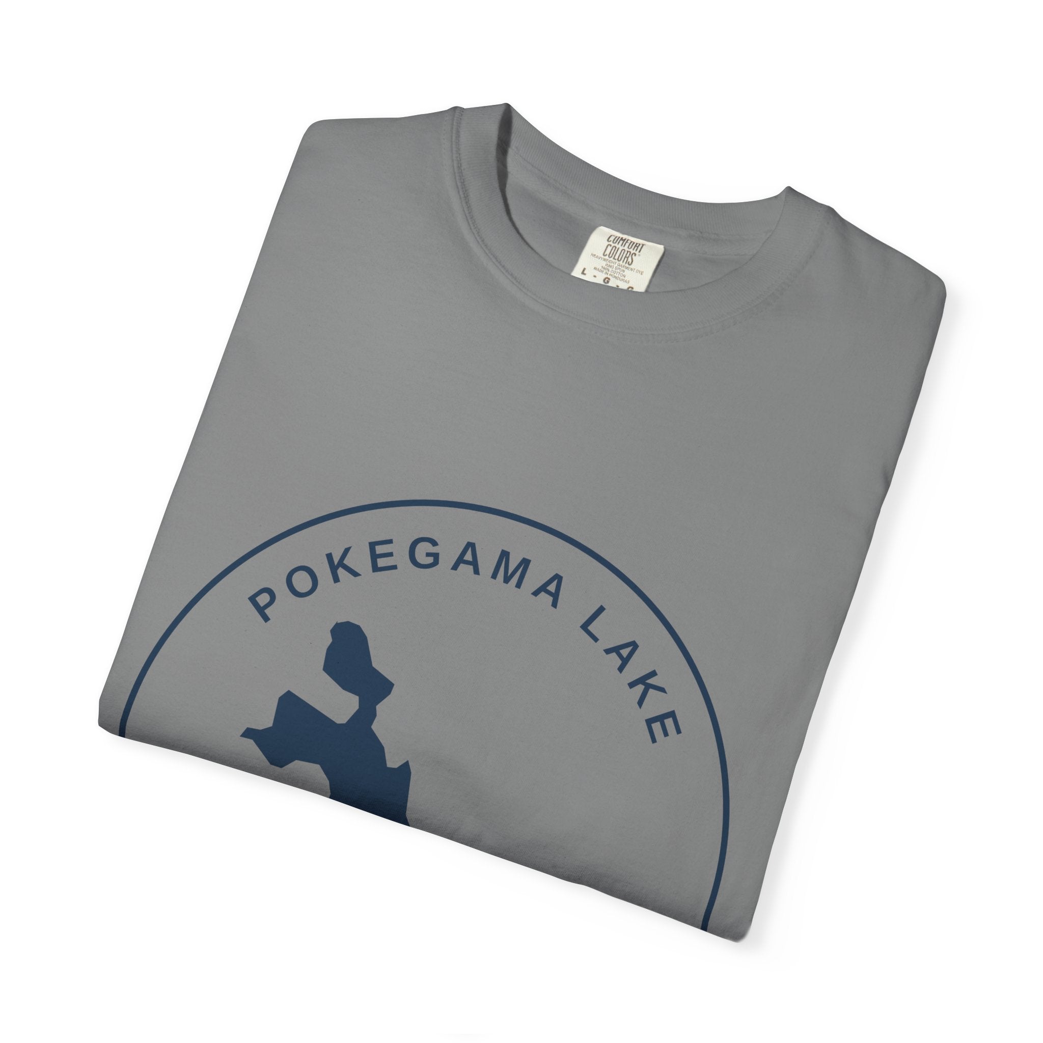 Pokegama Lake Minnesota T-Shirt — Lake Map Circle Graphic (Dark Logo, for Light Colors)