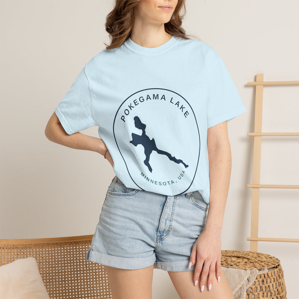 Pokegama Lake Minnesota T-Shirt — Lake Map Circle Graphic (Dark Logo, for Light Colors)