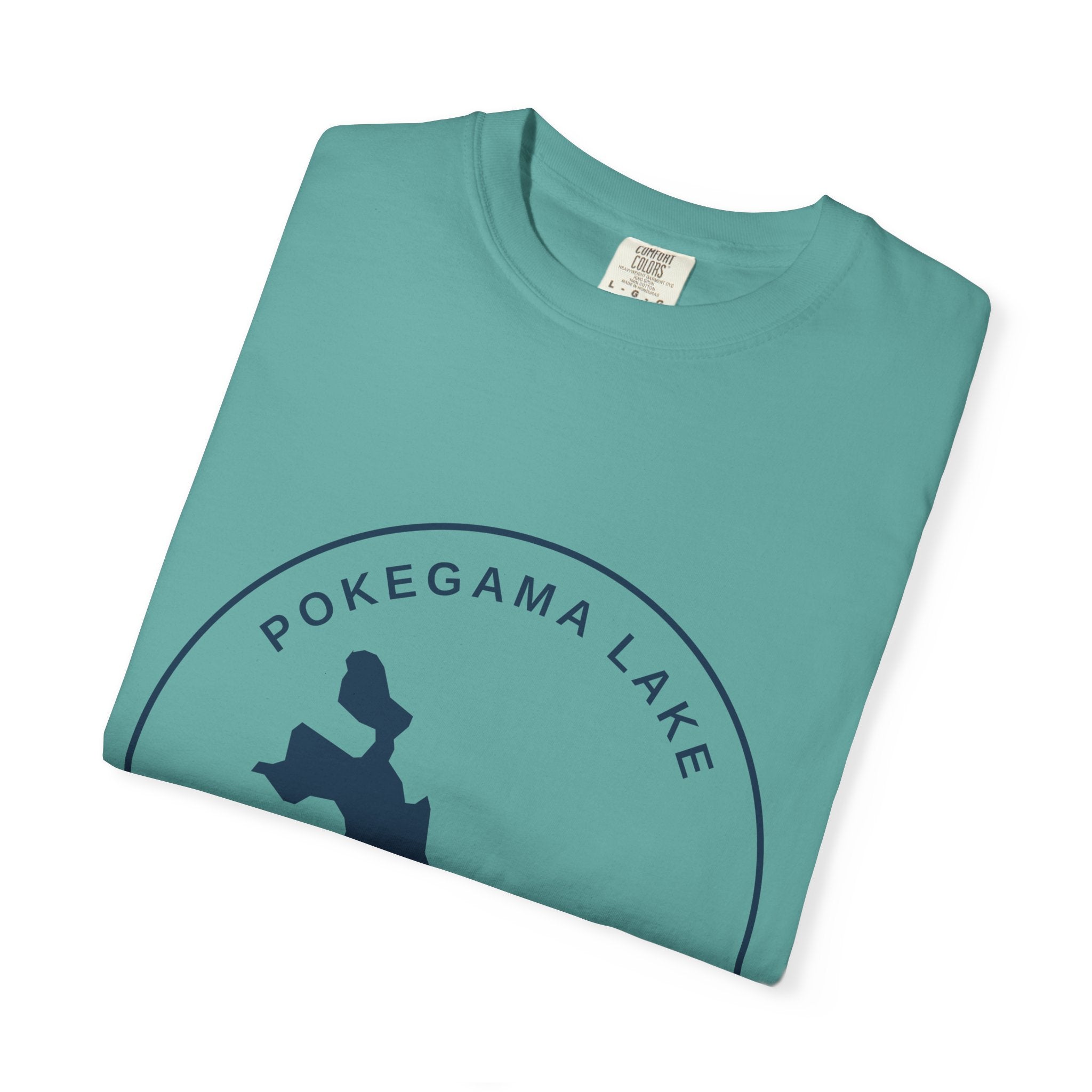 Pokegama Lake Minnesota T-Shirt — Lake Map Circle Graphic (Dark Logo, for Light Colors)