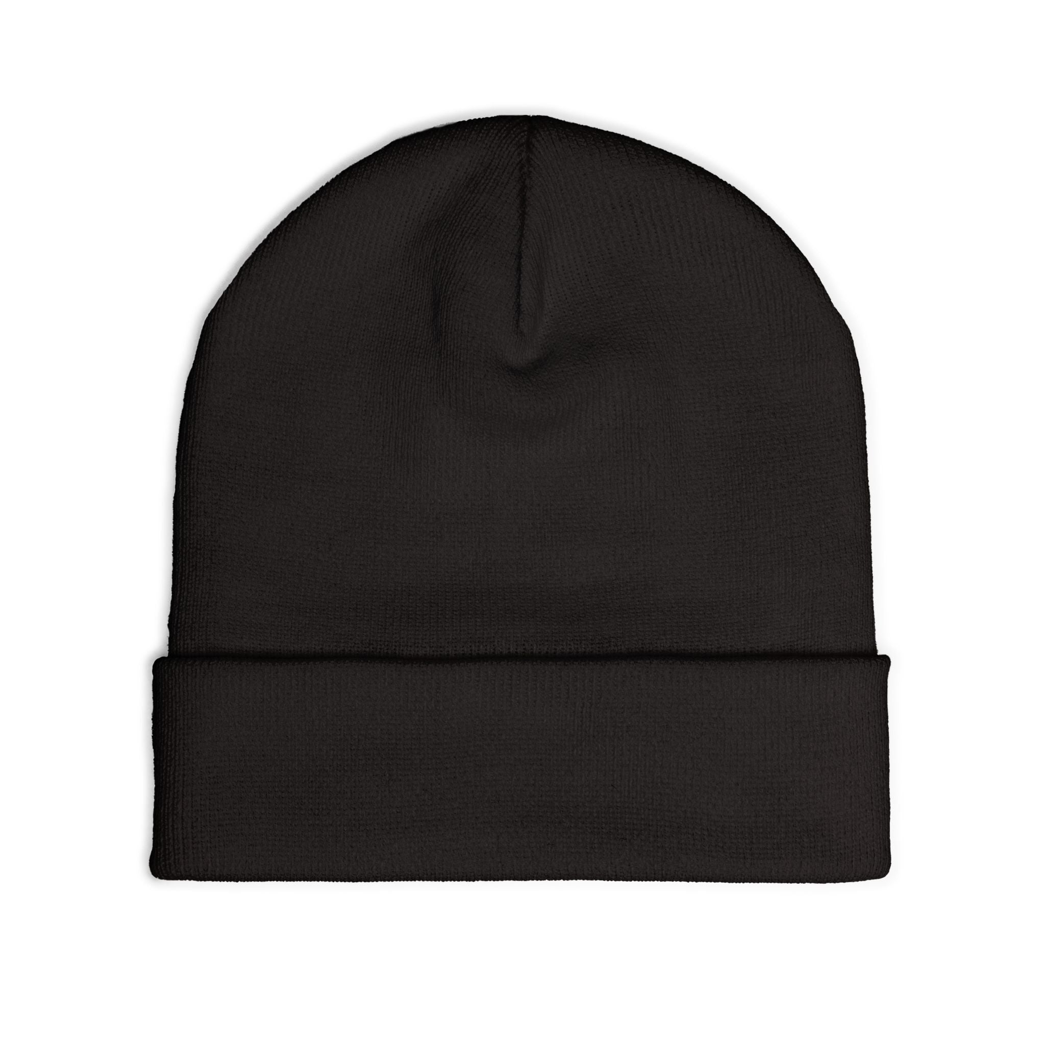 Pokegama Lake - Embroidered Runner Logo Knit Beanie (Light Logo, for Dark Colors) — Lightweight Winter Hat for Runners & Outdoor Fitness