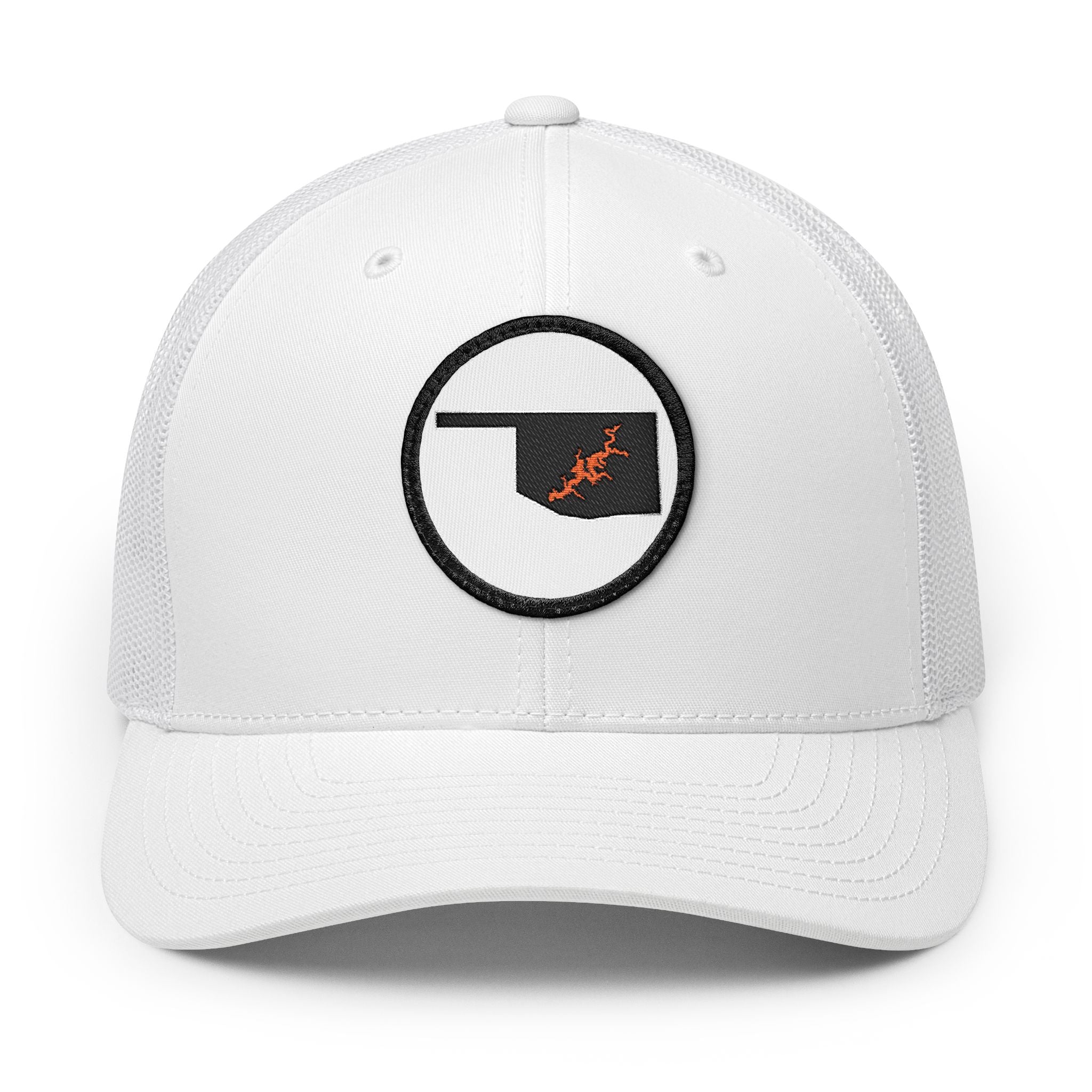 Grand Lake Embroidered Patch Trucker Cap - Orange and Black