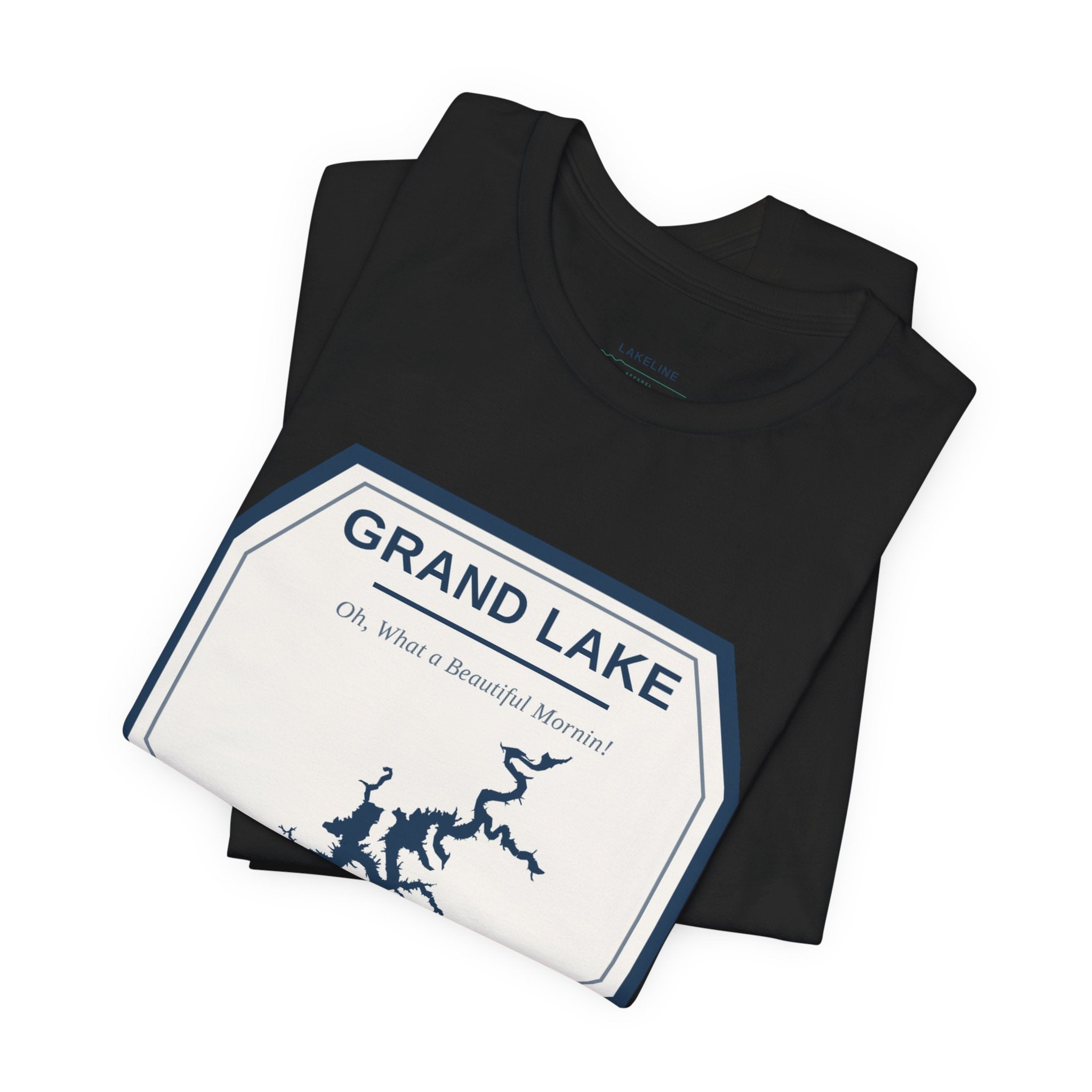Grand Lake Oklahoma Tee — “Oh, What a Beautiful Morning!” Lake Map T-Shirt