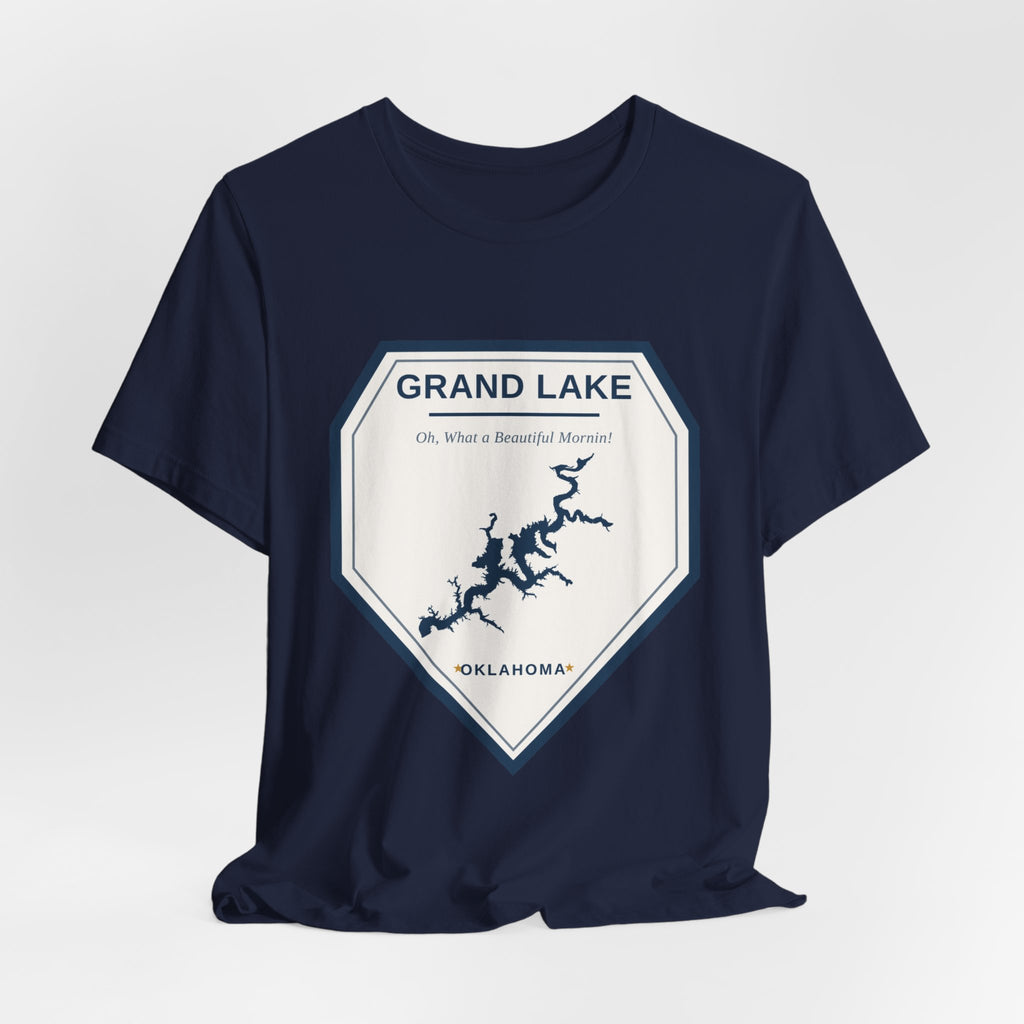 Grand Lake Oklahoma Tee — “Oh, What a Beautiful Morning!” Lake Map T-Shirt