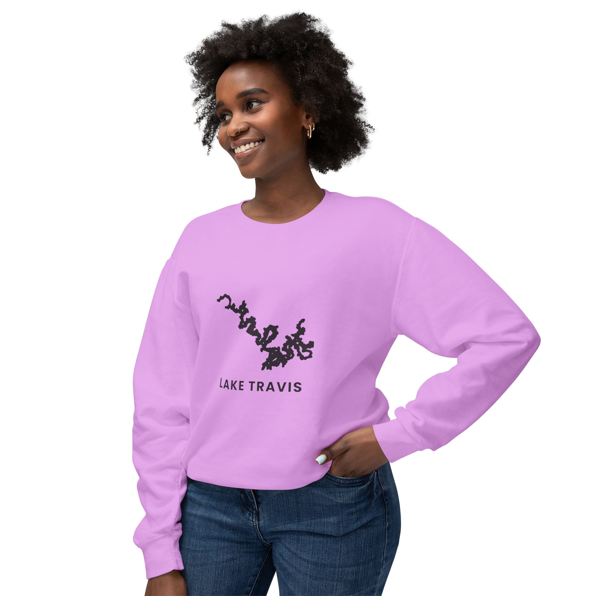 Lake Travis Crewneck Sweatshirt — Minimal Map Design