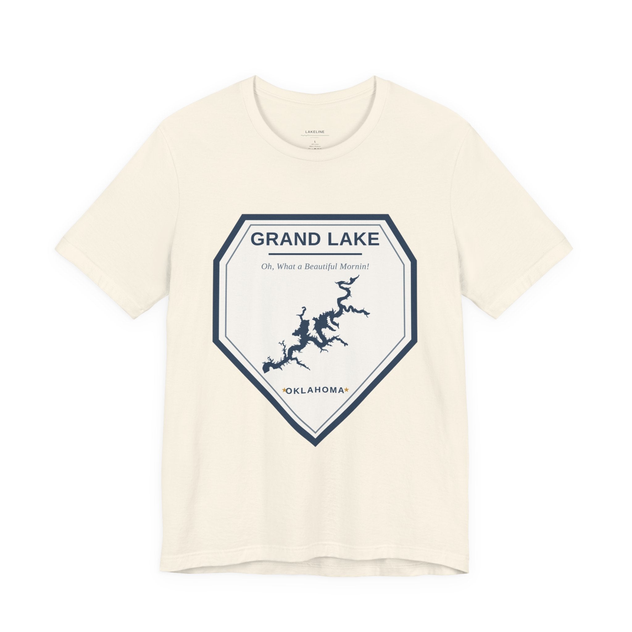 Grand Lake Oklahoma Tee — “Oh, What a Beautiful Morning!” Lake Map T-Shirt